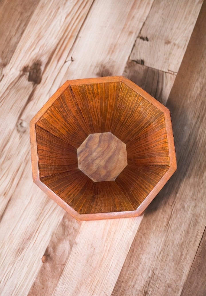 Carved Wooden Dustbin