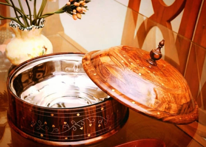 Wooden Hot Pot with Steel Bowl