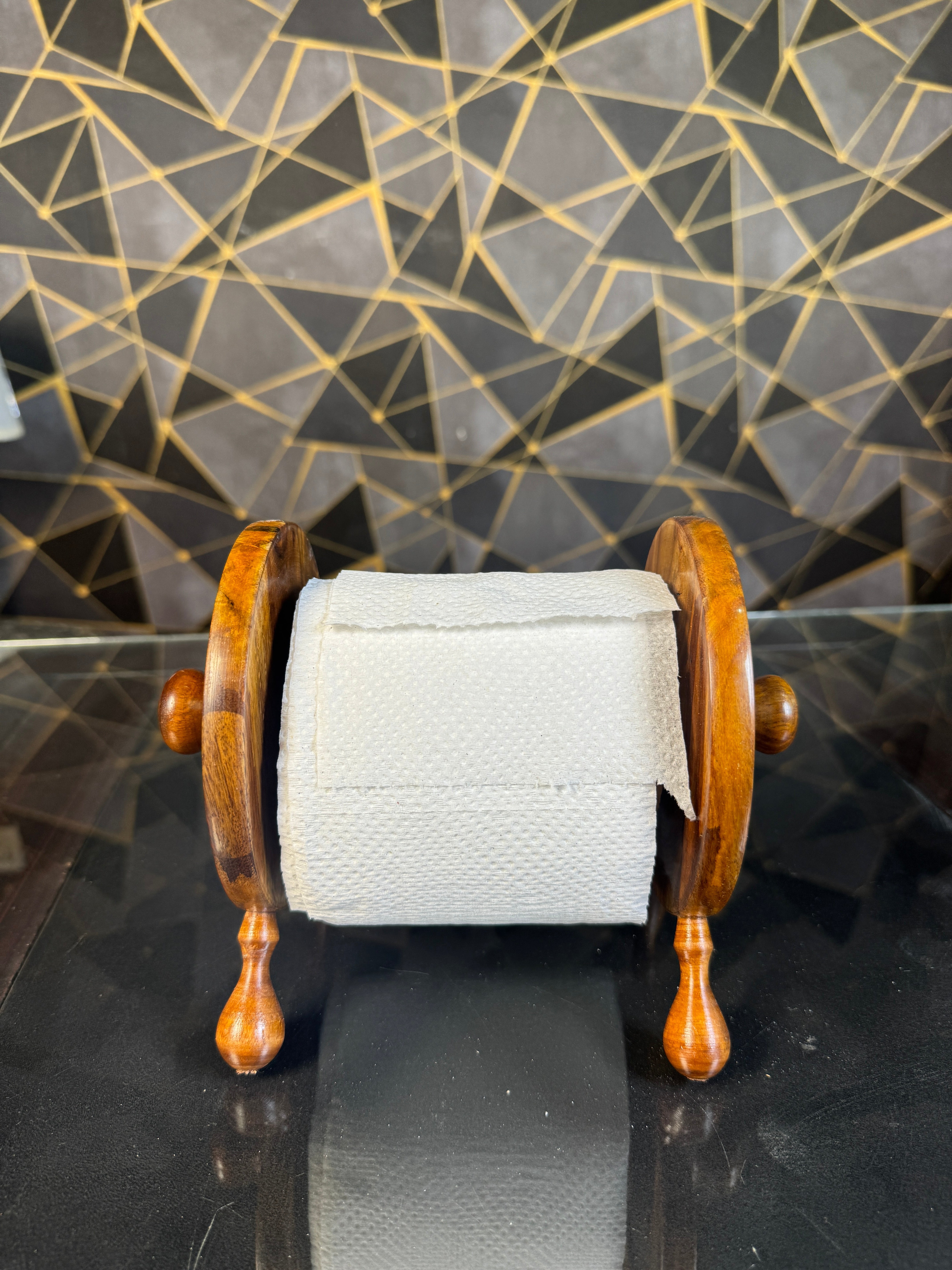 wooden tissue roll stand