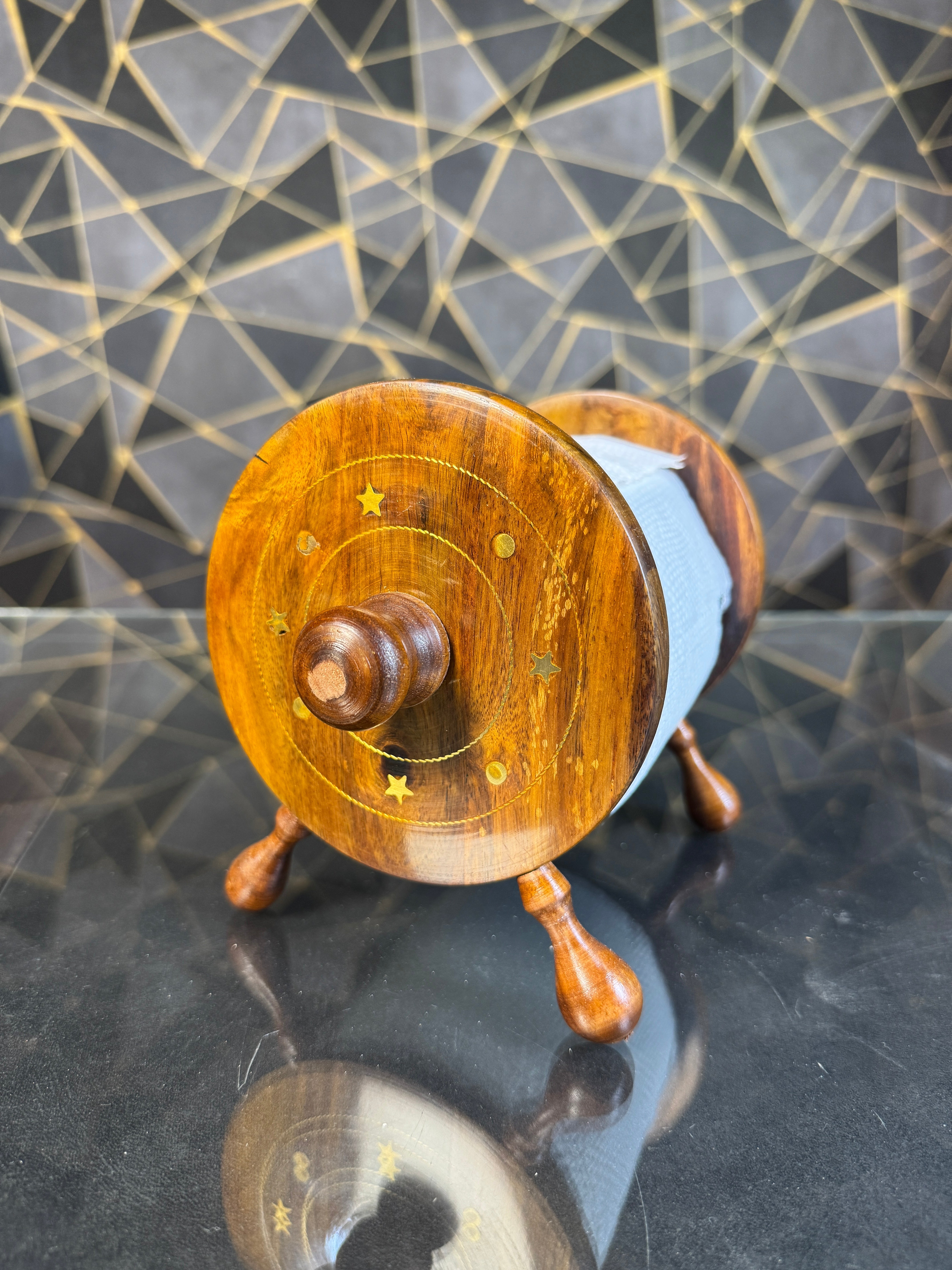 wooden tissue roll stand