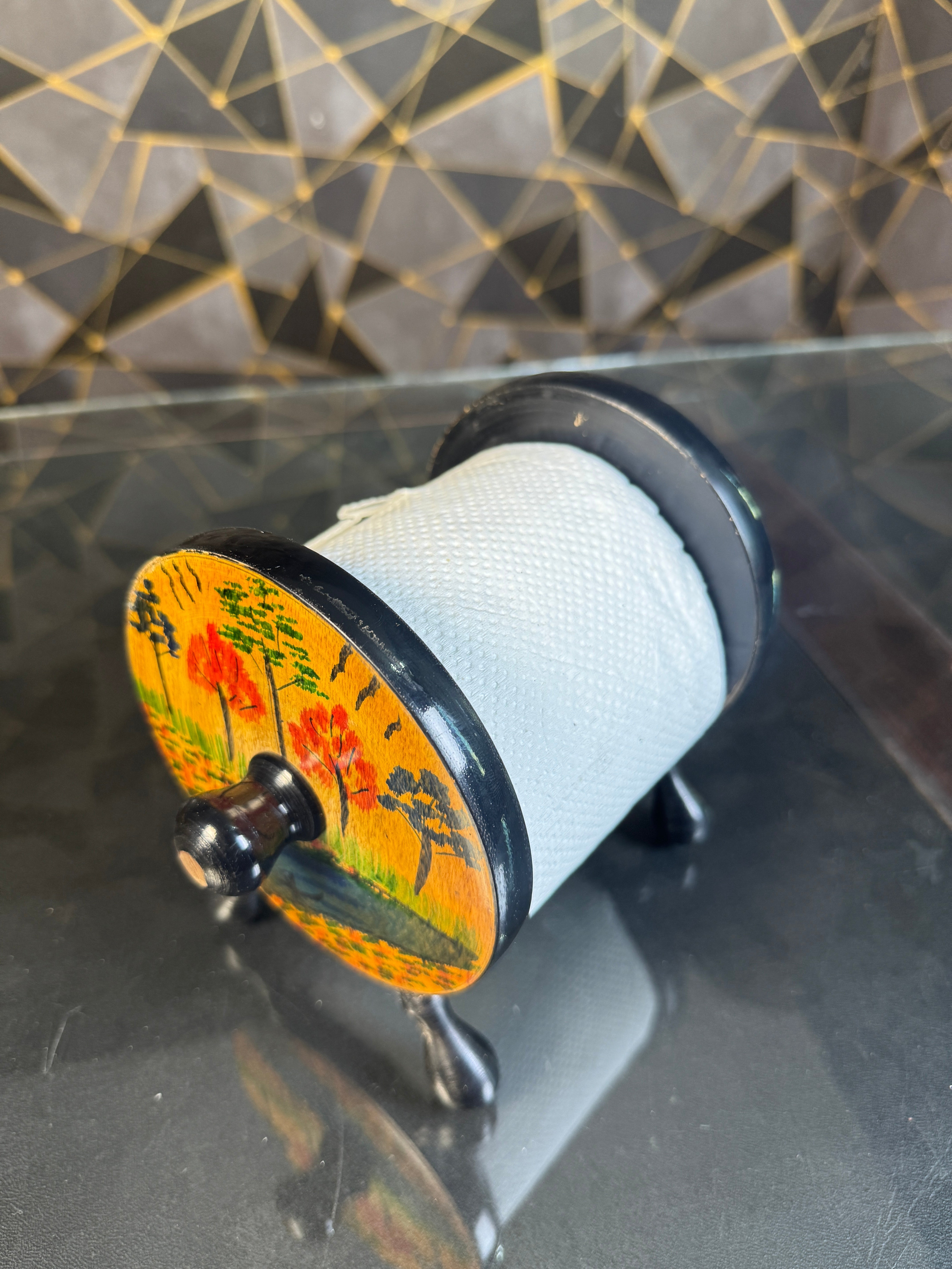 wooden tissue roll stand