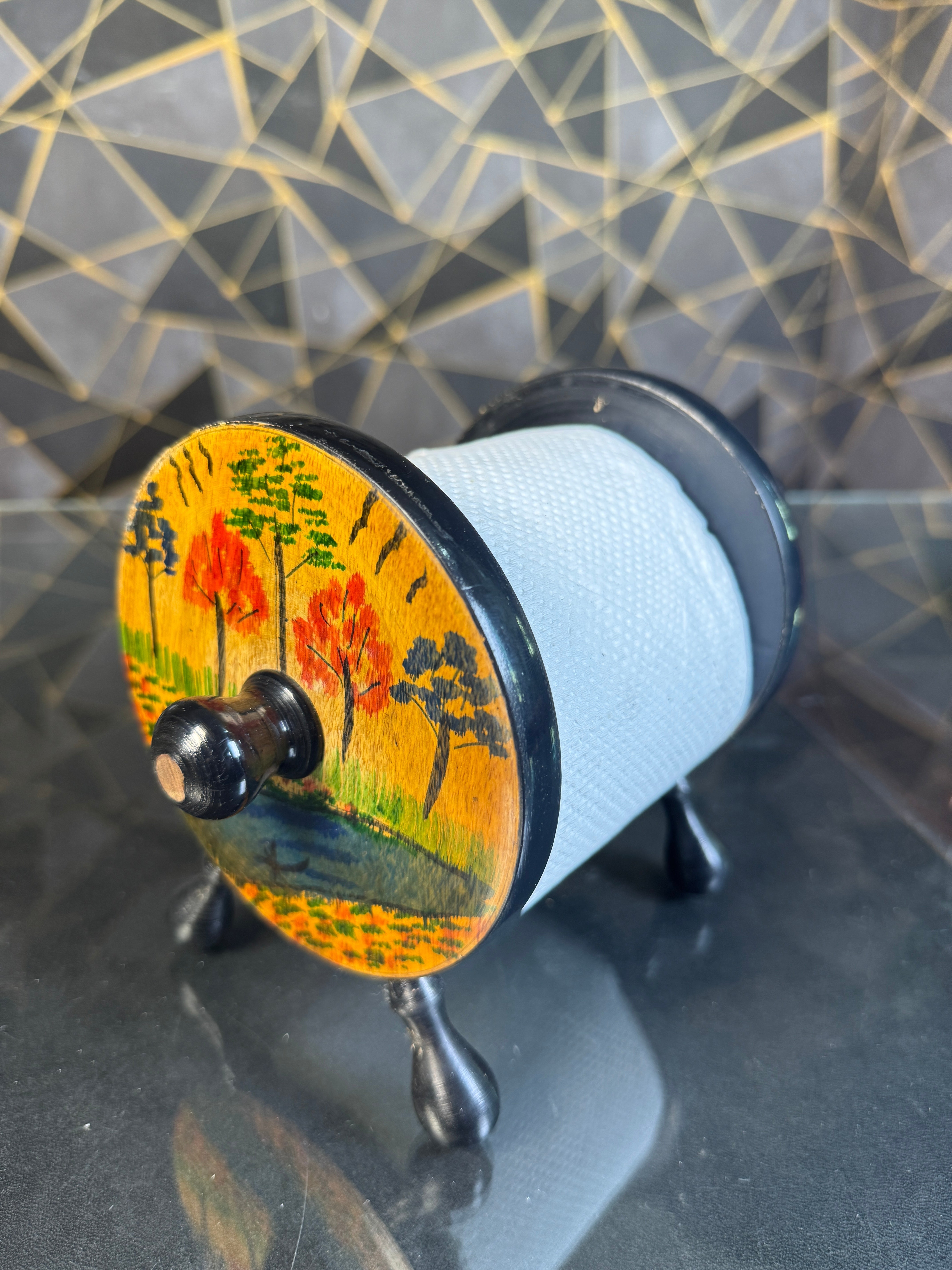 wooden tissue roll stand