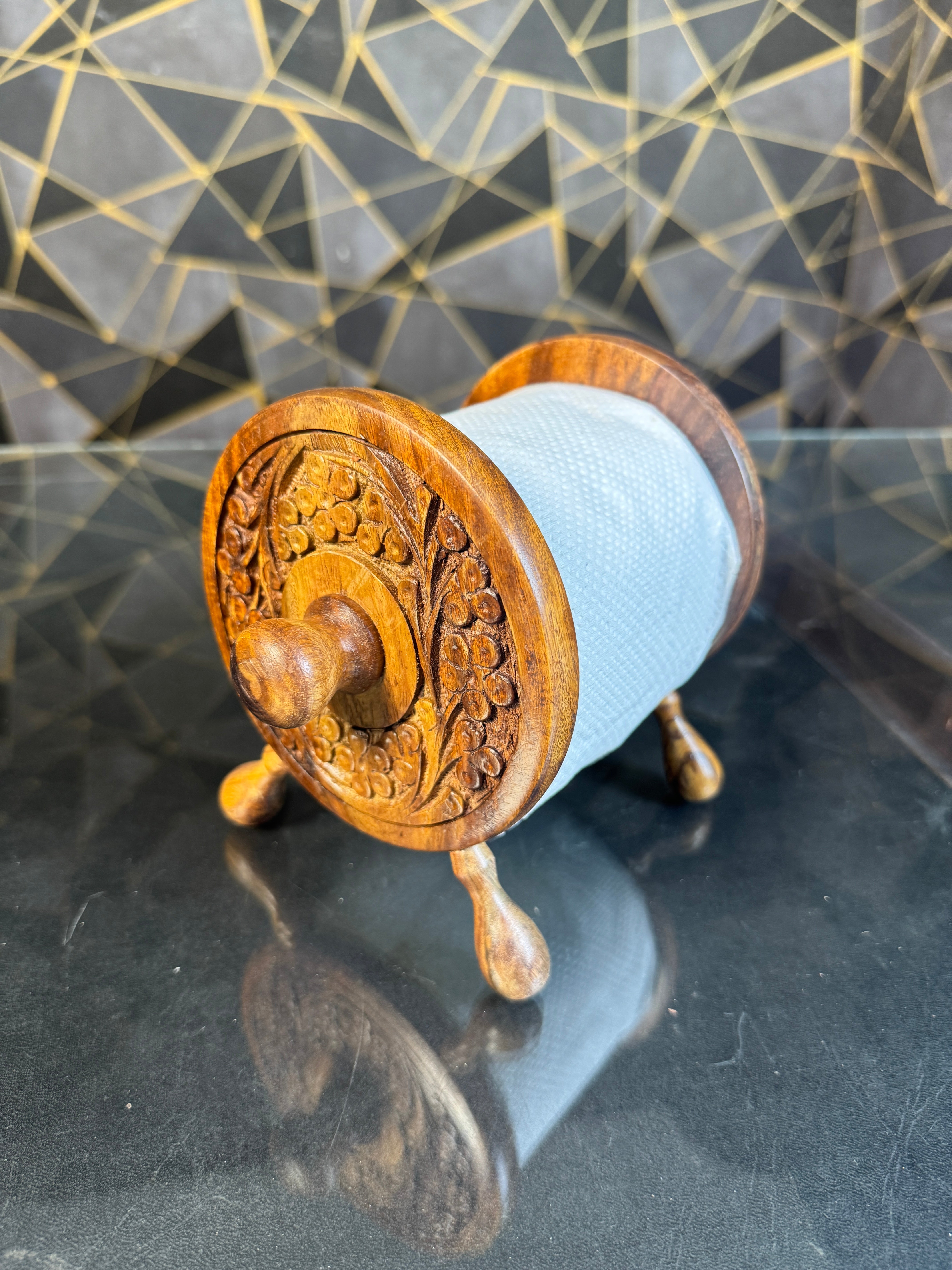 wooden tissue roll stand