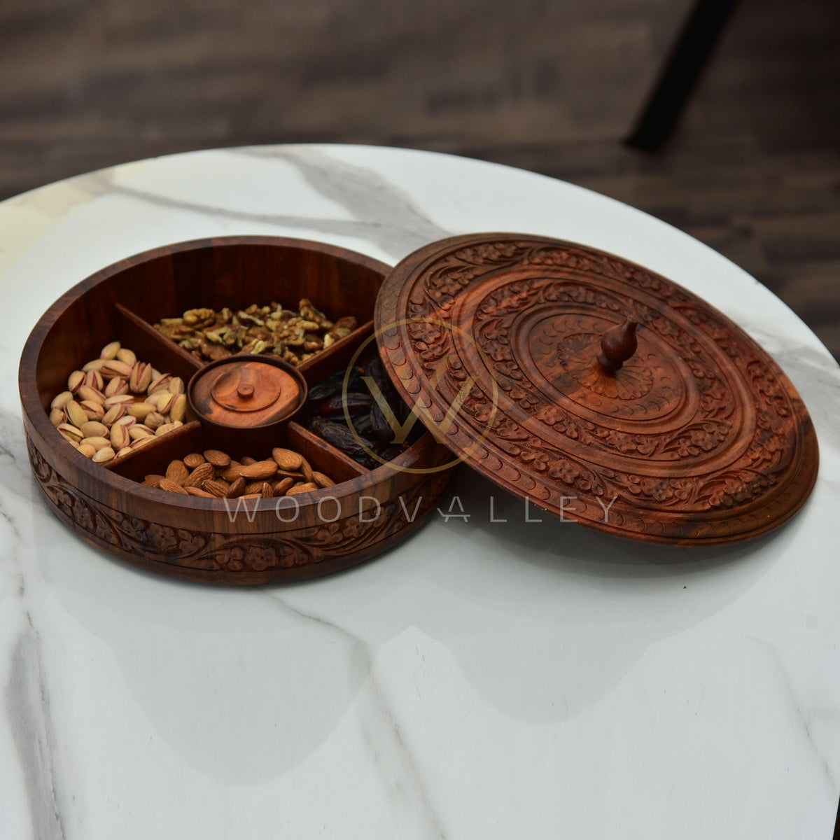 Wooden Round Dry Fruit Box