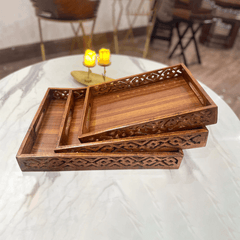 Wooden Cutwork Tray Set - Kaif Kraft