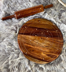 Traditional Wooden Brass Chakla Belan